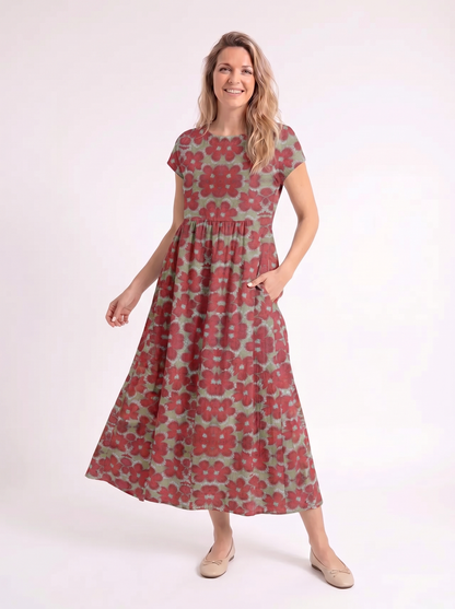 Fleur – Print Jurk Rood