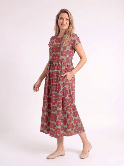 Fleur – Print Jurk Rood