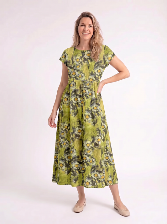 Mila – Bloemen Jurk Groen