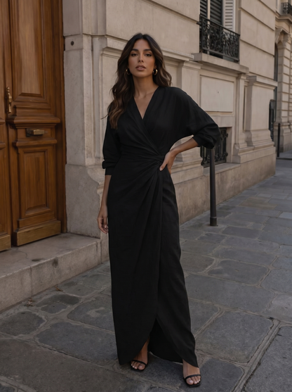 Elegant Linnen Maxi Jurk met V-Hals - Diverse Kleuren