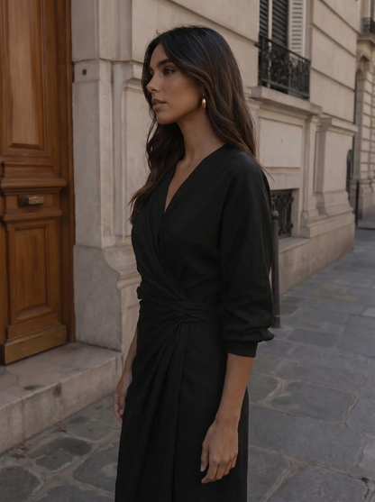 Elegant Linnen Maxi Jurk met V-Hals - Diverse Kleuren