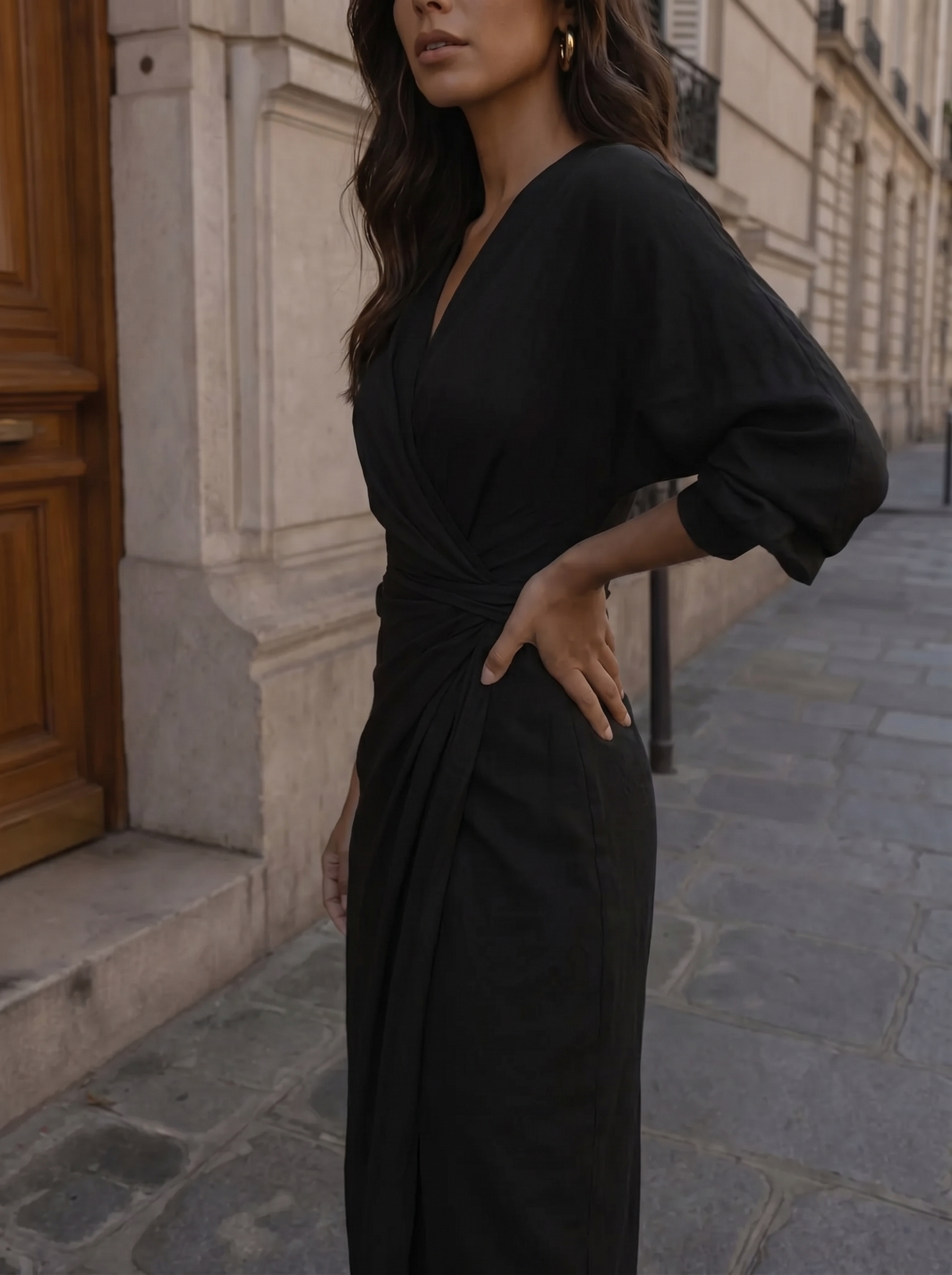 Elegant Linnen Maxi Jurk met V-Hals - Diverse Kleuren