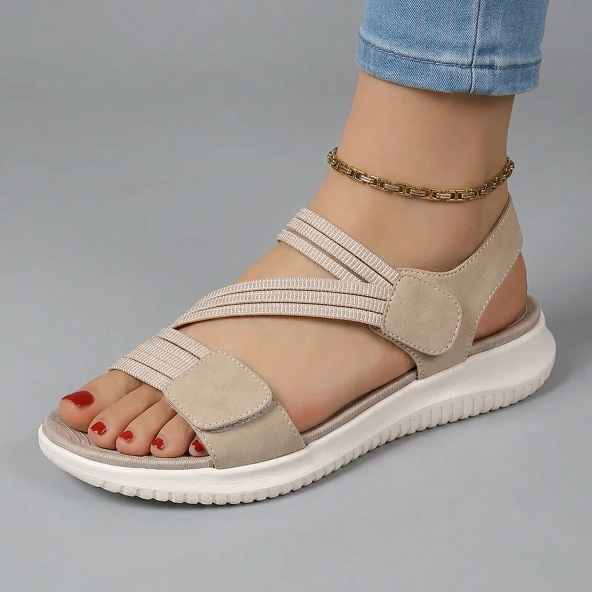Velara orthopedische sandalen in abrikooskleur