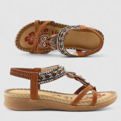 Gedetailleerd shot van de grip van de Stability+ zool van de Maryna Orthopedische Sandalen.